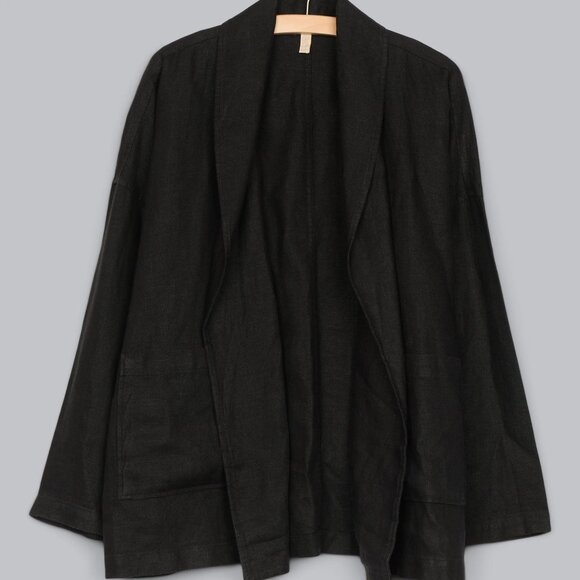 Eileen Fisher Jackets & Blazers - EILEEN FISHER 100% linen shawl collar jacket in black (M)
